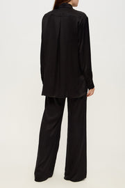 Women silk pajama fluid set in black