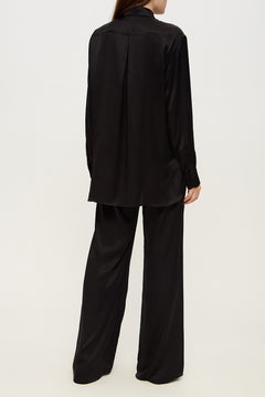 Women silk pajama fluid set in black