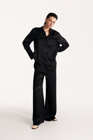 Women pajama fluid pant in black