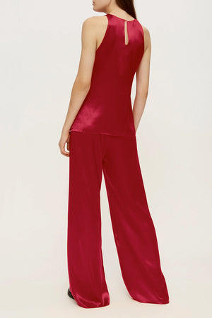 Women pajama fluid pant in cherry red