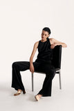 Halterneck pajama top in black