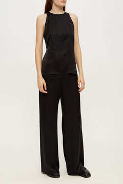 Halterneck pajama top in black