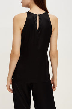 Halterneck pajama top in black