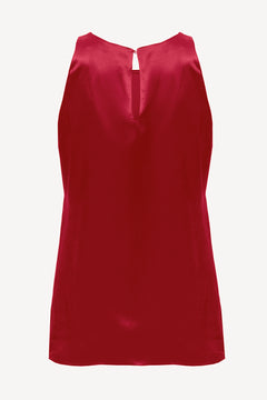 Halterneck pajama top in cherry red