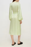 Wrap silk dress in sorbet green