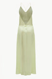 Open-back slip silk dress in sorbet green