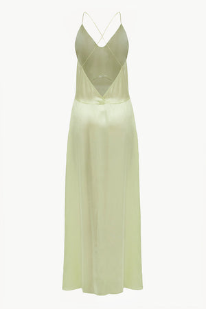 LESSLESS Open-back slip silk dress in sorbet green LESSLESS LLC LESSLESS Open-back slip silk dress in sorbet green LESSLESS LLC