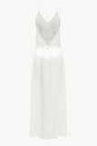 Open-back slip silk dress in white