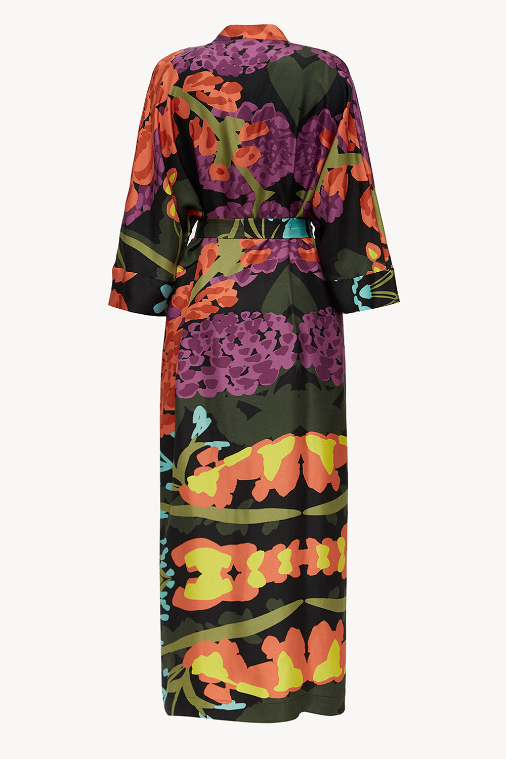 Robe Less LESSLESS – Kimono silk robe in floral black – LESSLESS LLC