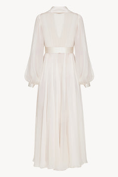 Floaty Chiffon Midi Dress in White