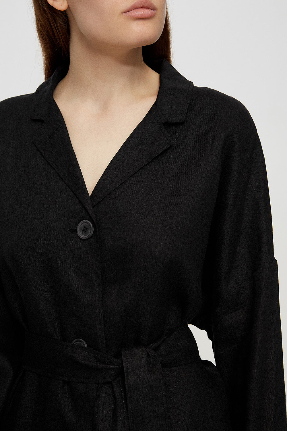 Black unisex linen overshirt