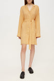 Sand yellow oversized linen shirt dress