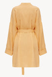 Sand yellow oversized linen shirt dress