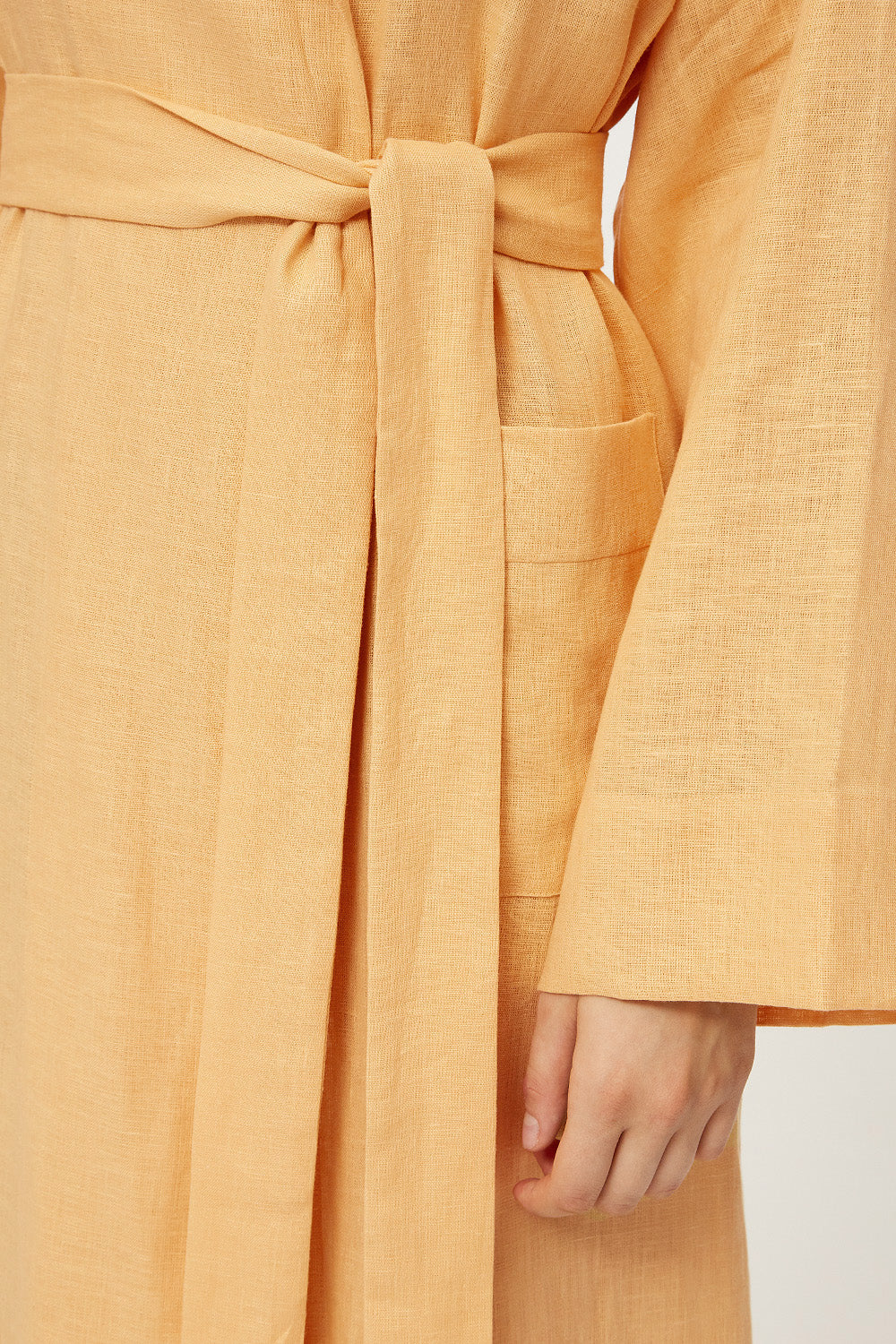 LESSLESS – Linen robe in ochre – LESSLESS LLC