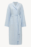 Linen Robe in Striped Blue