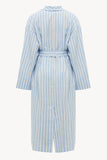 Linen Robe in Striped Blue