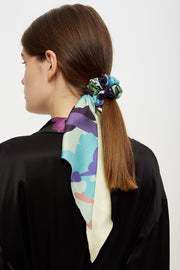 Silk Hair Ties Gift Set in Floral Black