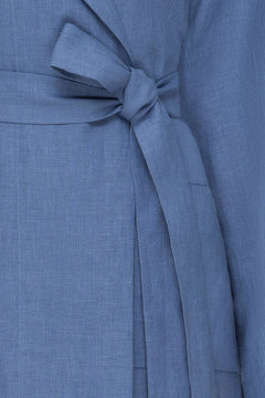 Female linen robe in blue