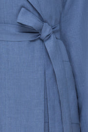 Men linen robe in blue