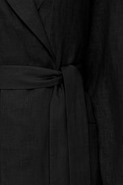 Female linen robe in black