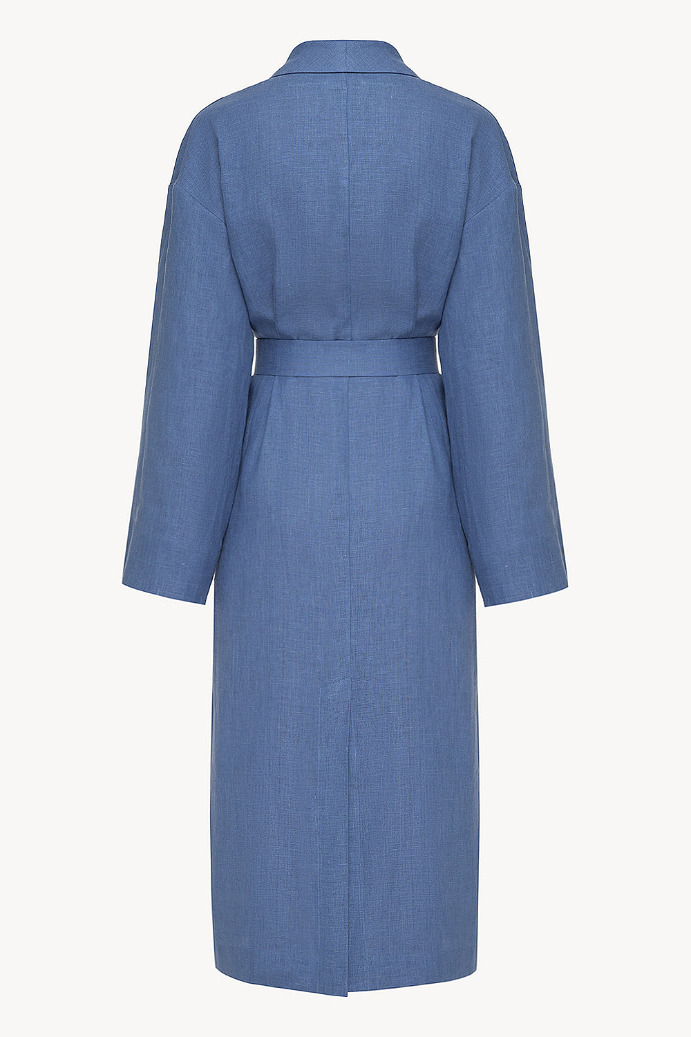 Female linen robe in blue