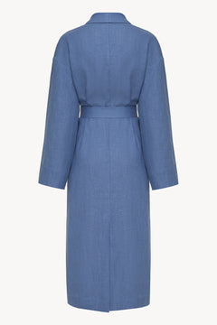 Female linen robe in blue