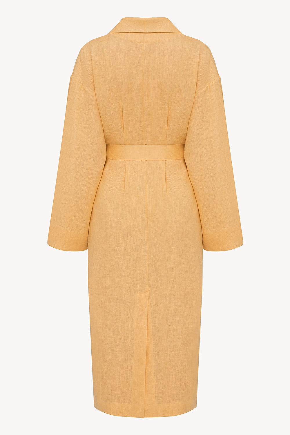 Female linen robe in ochre