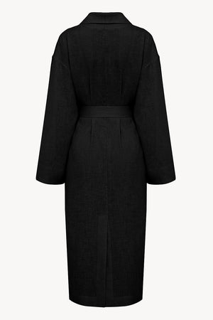 Female linen robe in black