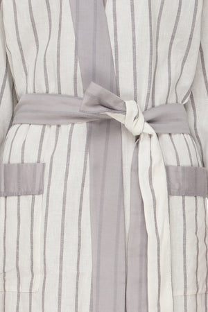 Halos Robe in Dusted Lines on White