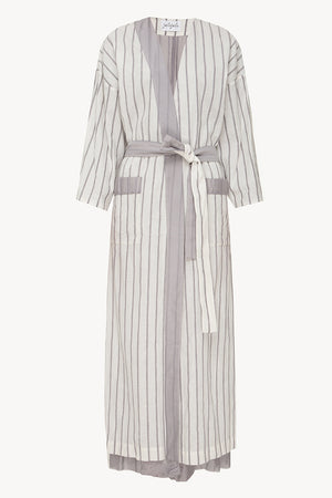 Halos Robe in Dusted Lines on White