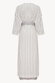 Halos Robe in Dusted Lines on White