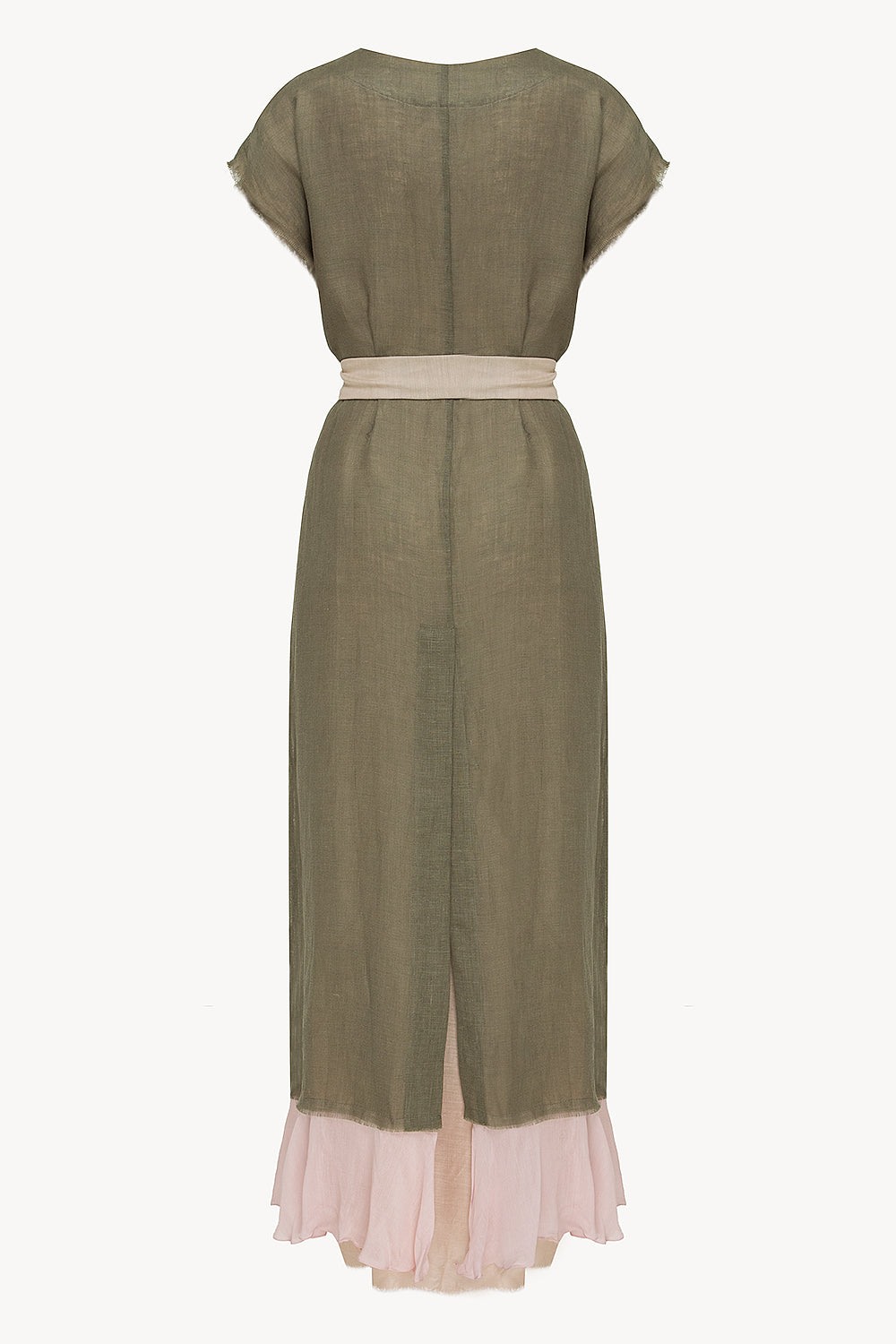 Aurora robe in Olive & Powder