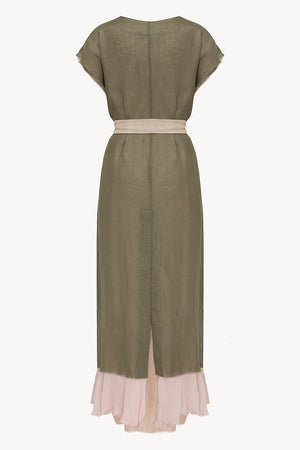 Aurora robe in Olive & Powder