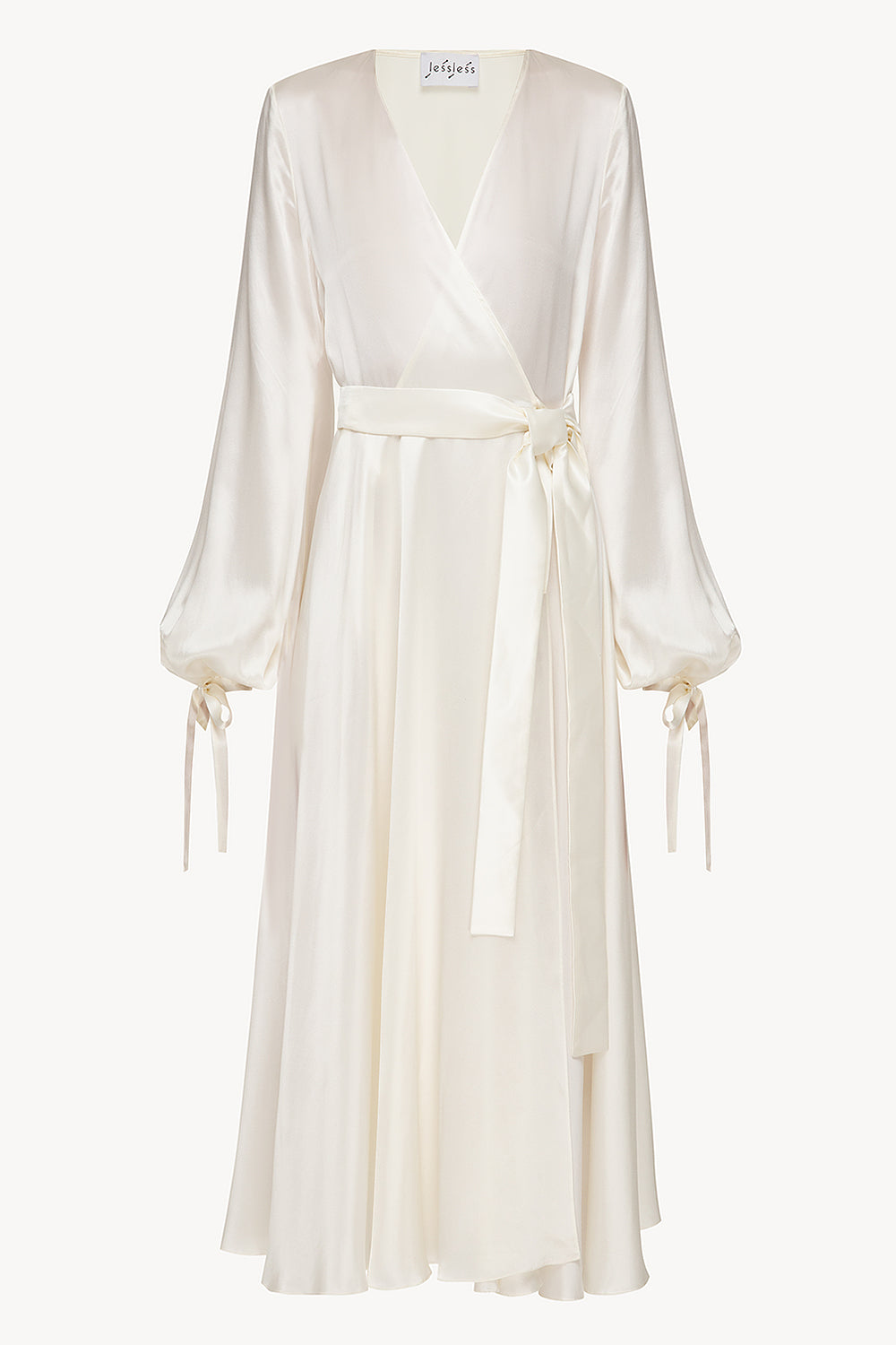 Wrap silk dress in white