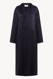 Peignoir style silk robe in navy