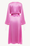 Wrap silk dress in fuchsia