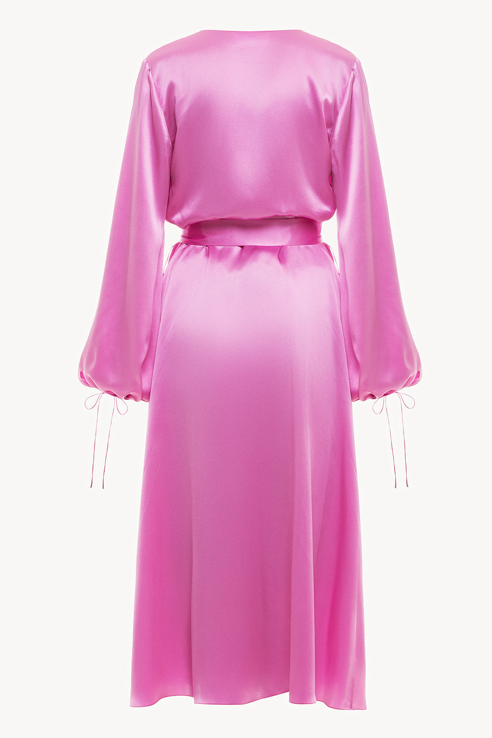 Wrap silk dress in fuchsia