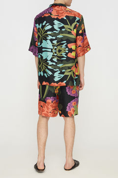 Men relaxed fit shorts in floral black