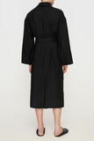 Men linen robe in black