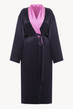 Reversible midi silk robe featuring a relaxed fit in fuchsia/navy