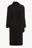 Cashmere Housecoat With Attached Scarf in navy