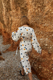 Wrap Silk Dress in Polka Dots