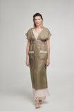 Aurora robe in Olive & Powder