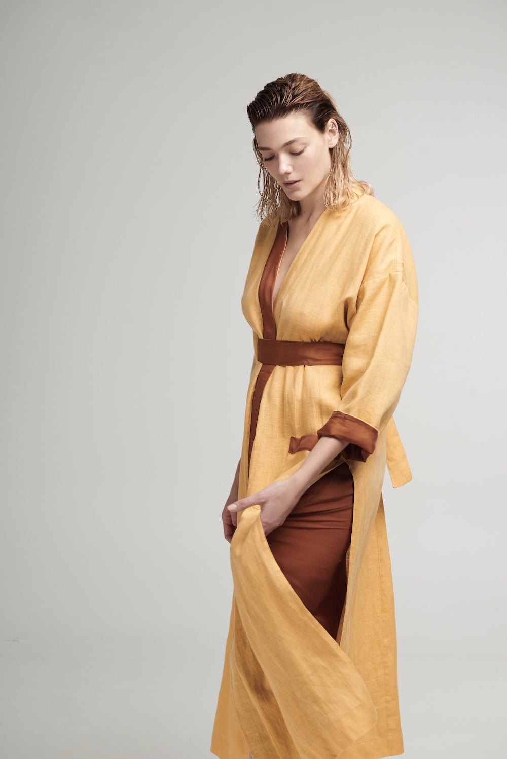 Robe Less LESSLESS – Halos Robe in Mustard – LESSLESS LLC