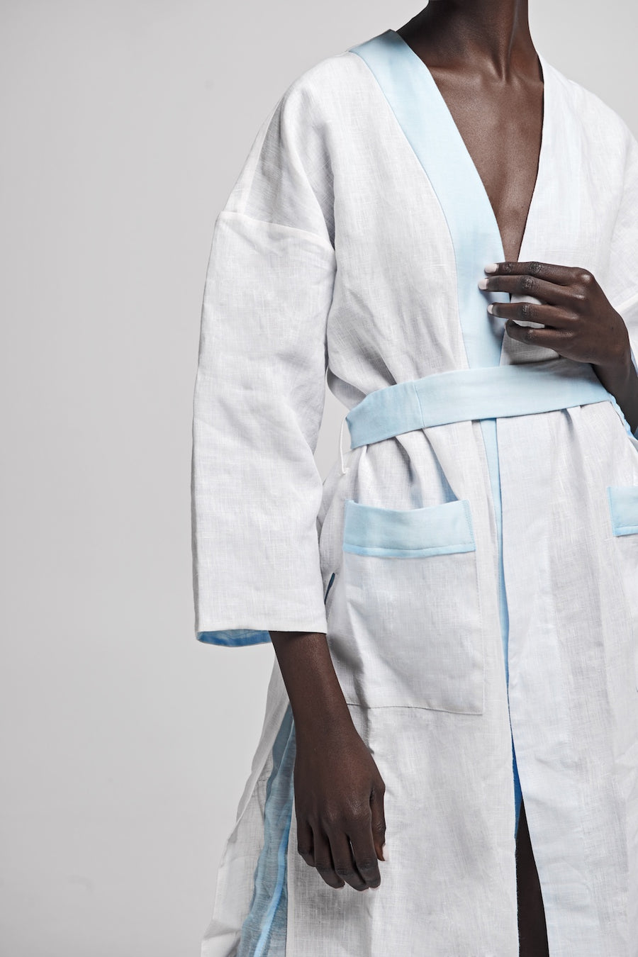 LESSLESS – Halos Robe in Sky White – LESSLESS LLC