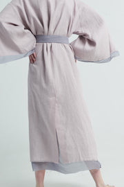 Halos Robe in Dusted Lines on White